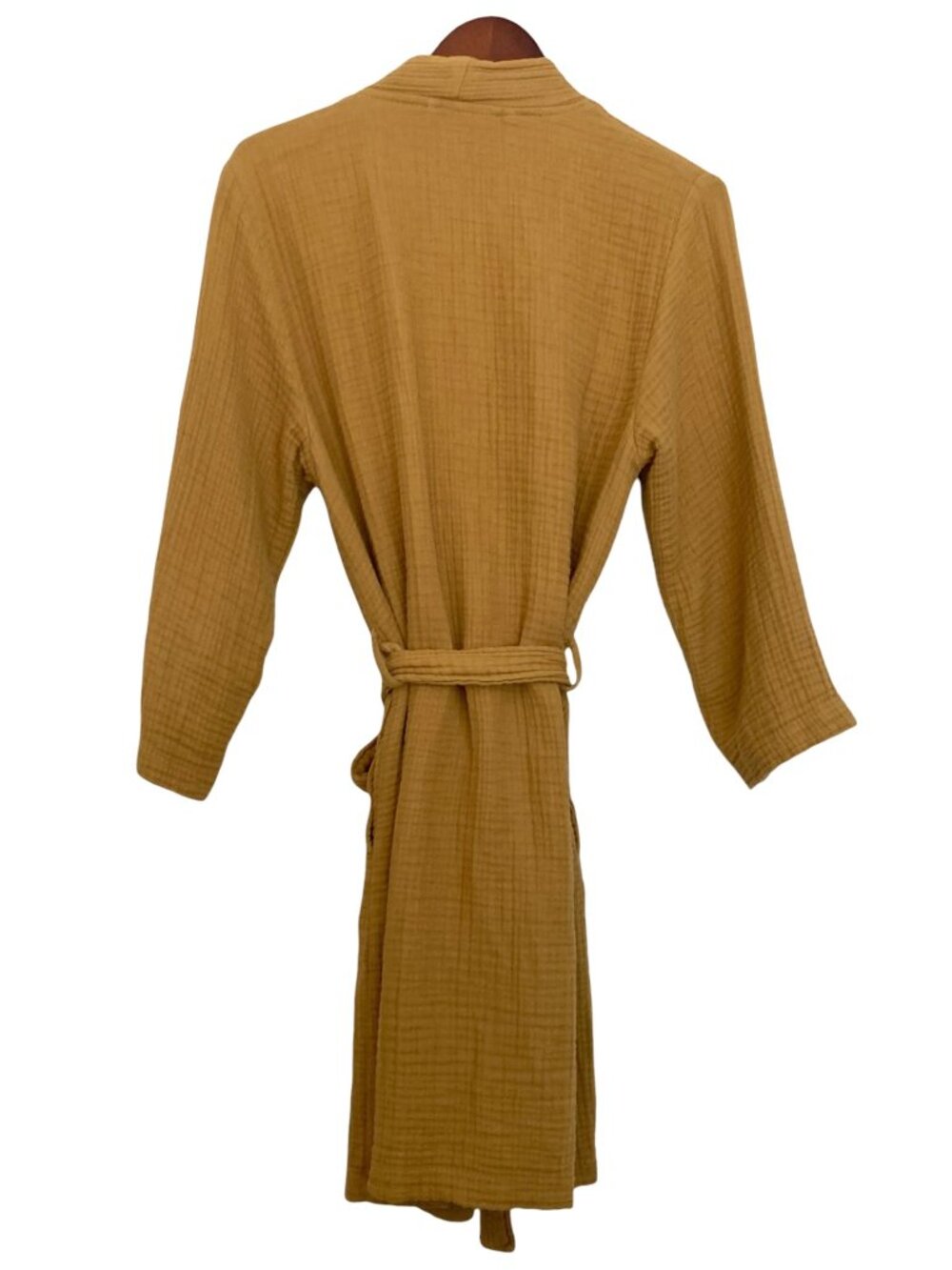 Parachute Cloud Robe Belted Cotton Gauze Knee Length Size S Gold Ochre - Picture 9 of 10